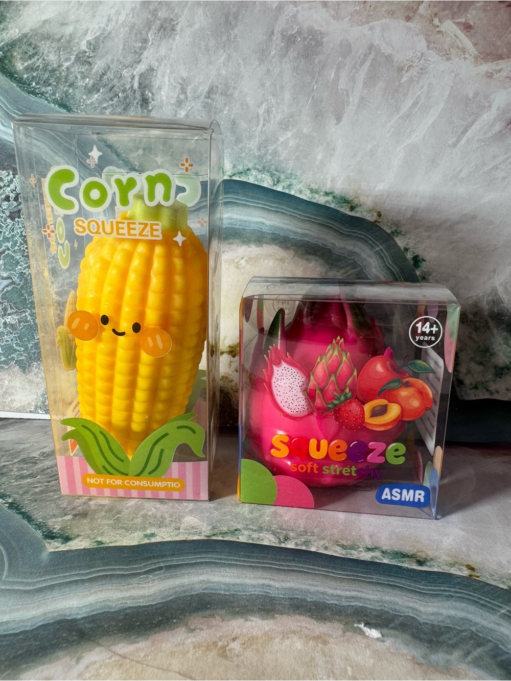 Corn and Dragon Fruit crunchy Squeeze Soft Squishy Toy